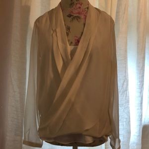 Eli Tahari sheer top in ivory